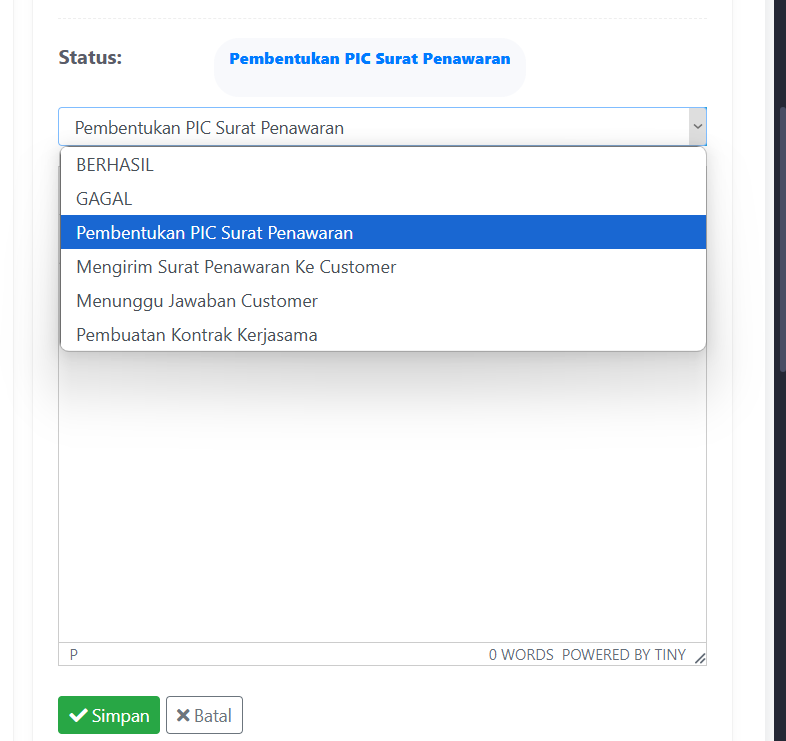 Riwayat Perubahan Data