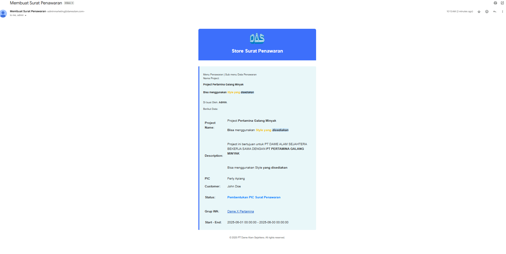 Email Berhasil Dikirim