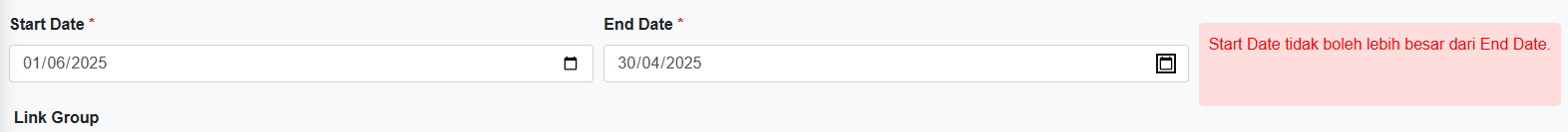Tanggal Akhir Lebih Besar