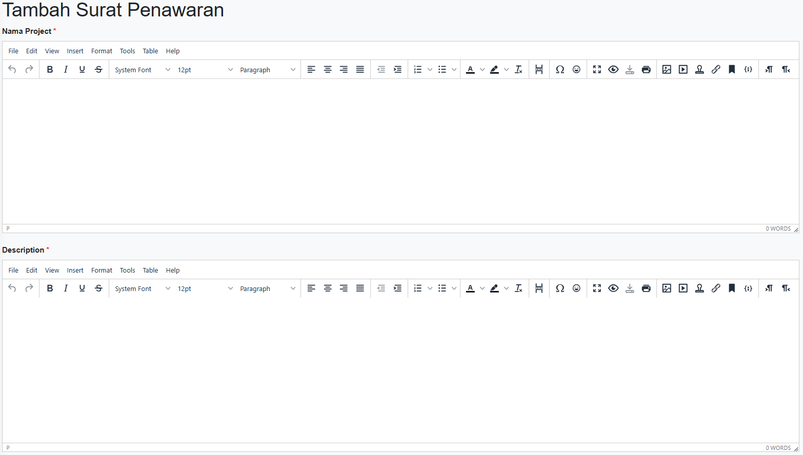 Tambah Penawaran Dashboard